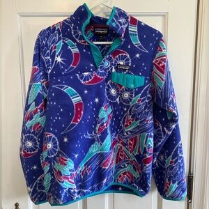 Patagonia Blue and Red Patterned Sweater